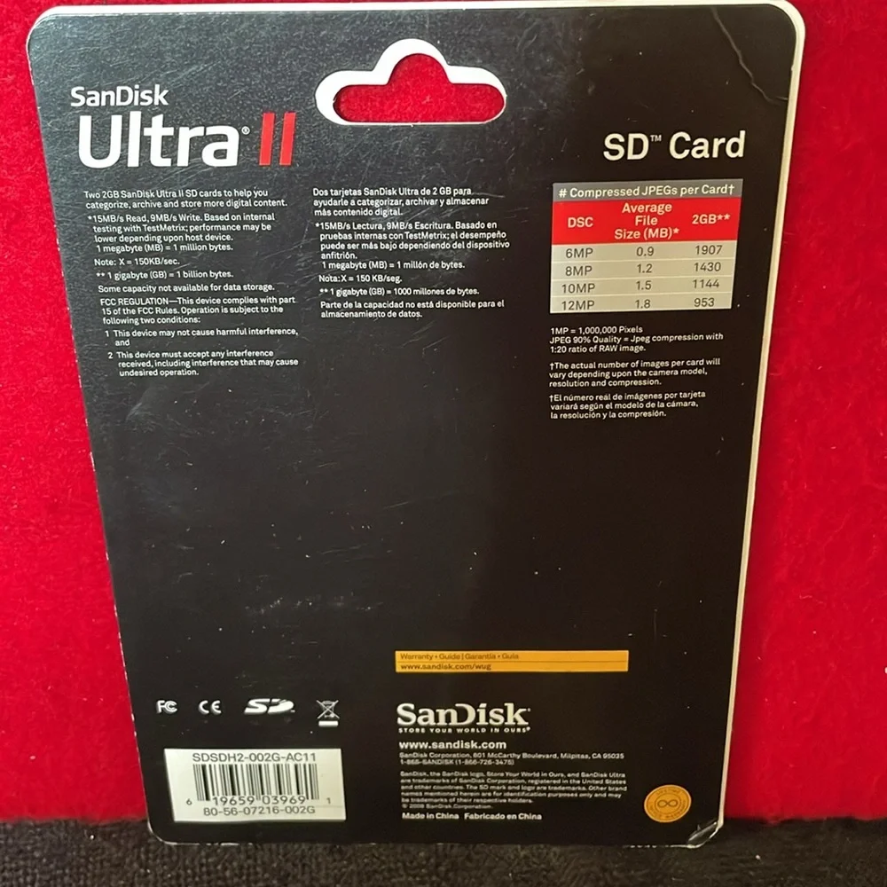 SanDisk Ultra ll Multi-Pack SD Cards-2x2GB up to 15 mb/s*- 100x